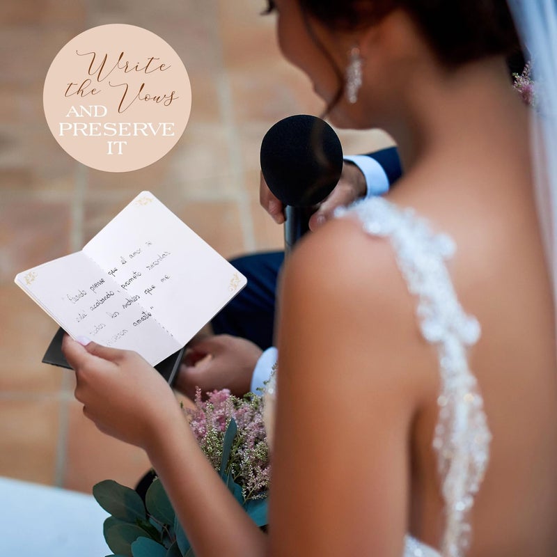 molekaus Vow Books,for Wedding Vow Books Wedding Gift for Bride and Groom Vows Book his and Hers with 28 Pages-5.5 * 3.5 in Wedding Notebook with Gilded Font Set of 2 （White and Black） - Image 5